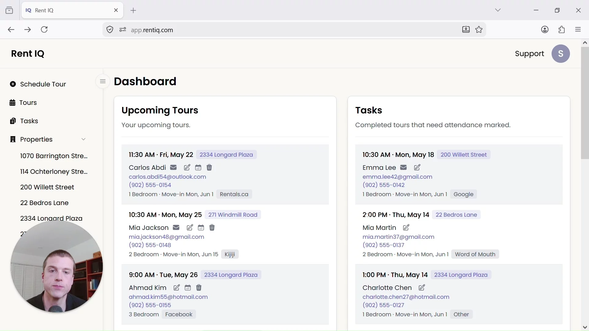 Rent IQ: Booking and Managing Tours